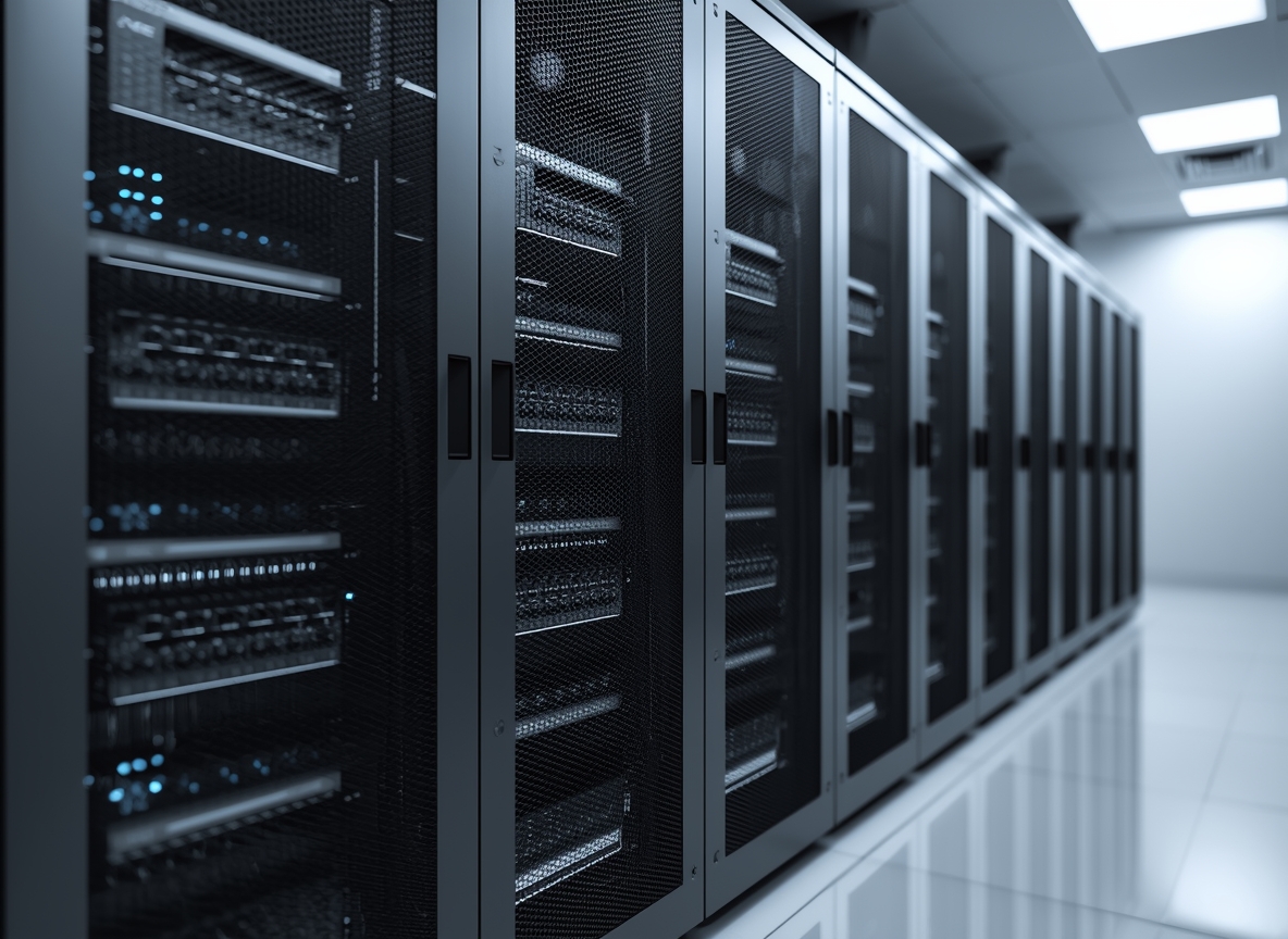 Professional office network infrastructure with servers and switches