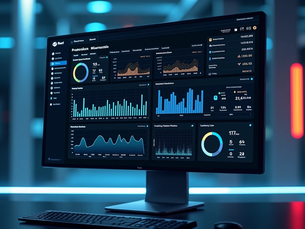 Network monitoring dashboard showing performance metrics and analytics